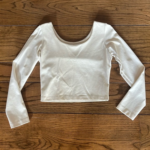 Amanda Uprichard Cropped Beige Long Sleeves Top Size M - Picture 2 of 7